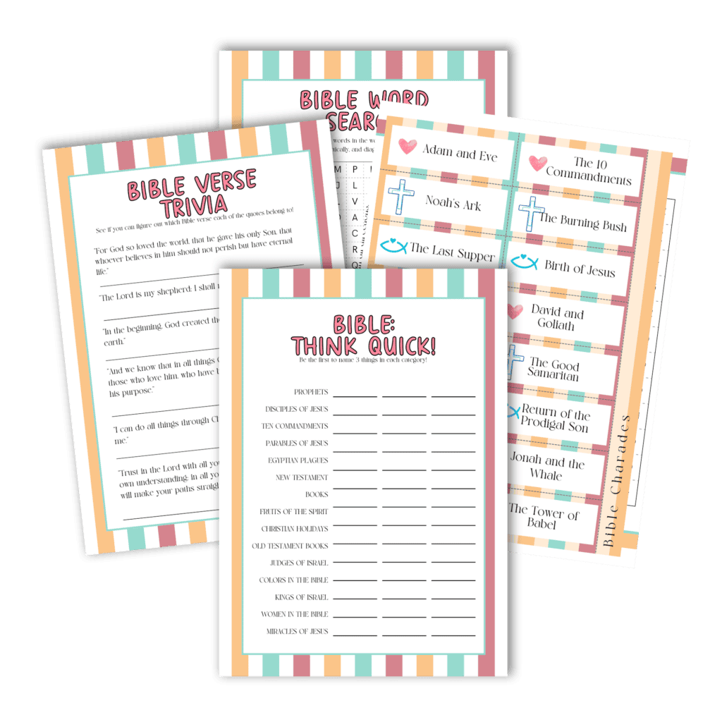 Bible Printable Games in stripes