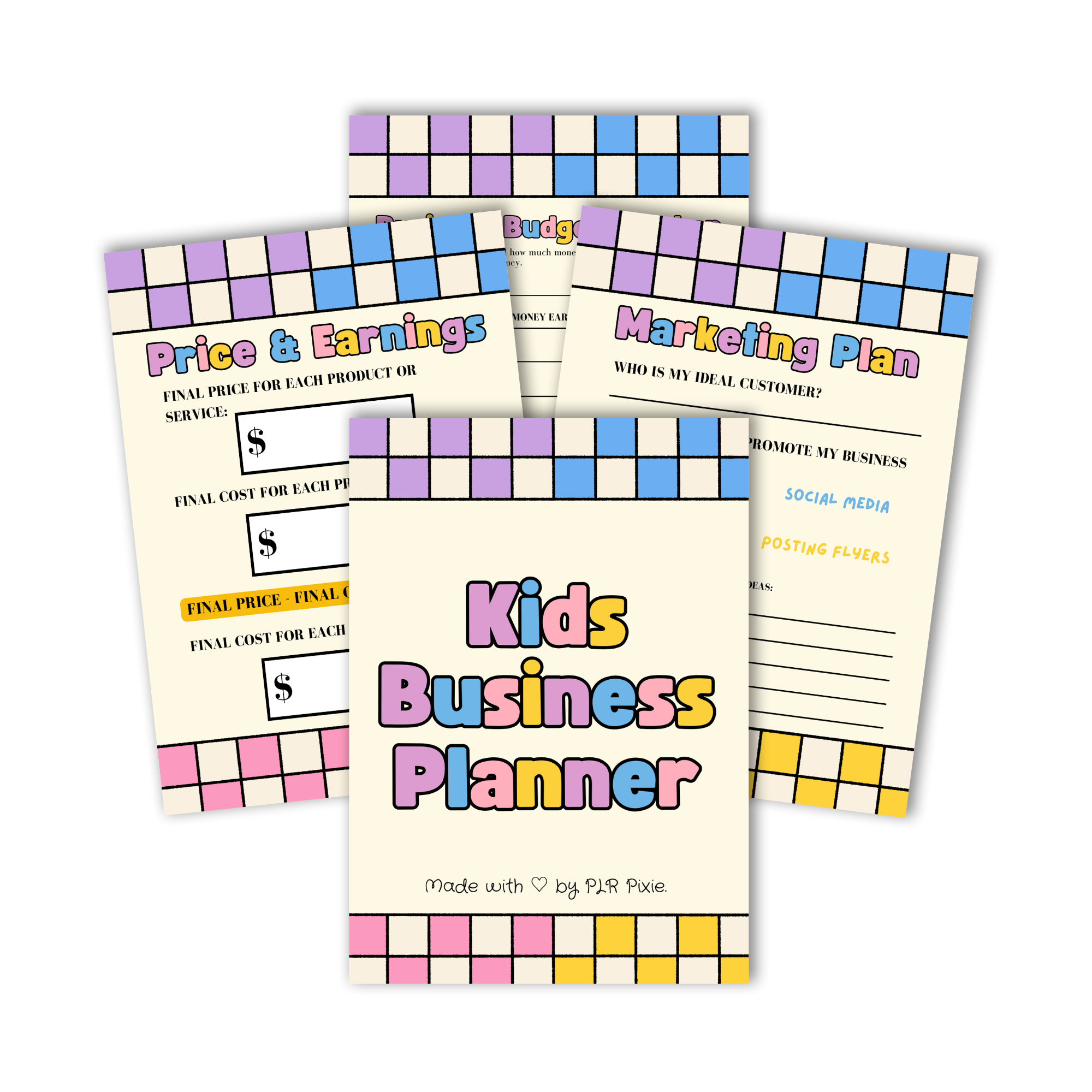 Cover image for the Kids Business Planner in Colorful Checkers