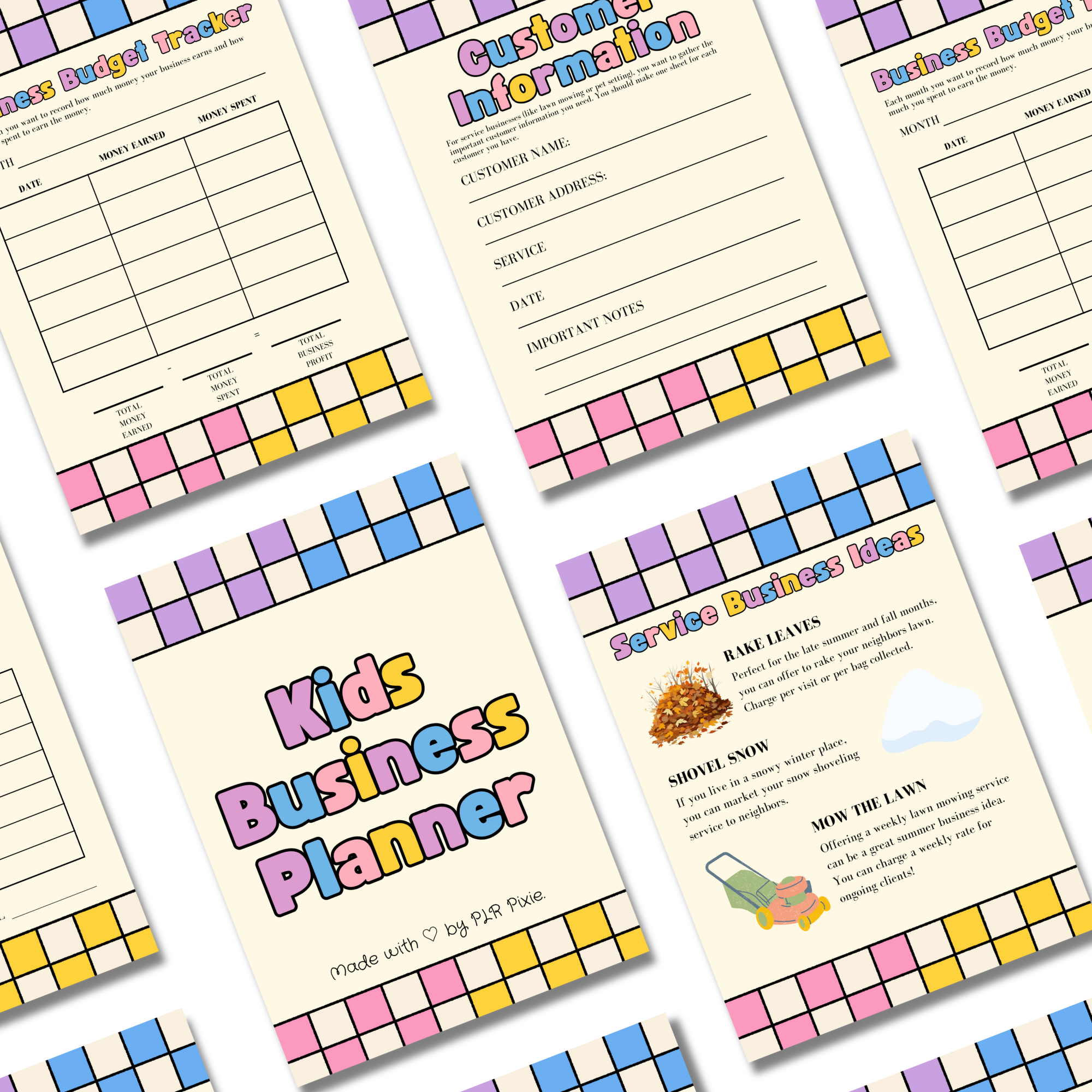 Extra images for the Kids Business Planner in Colorful Checkers