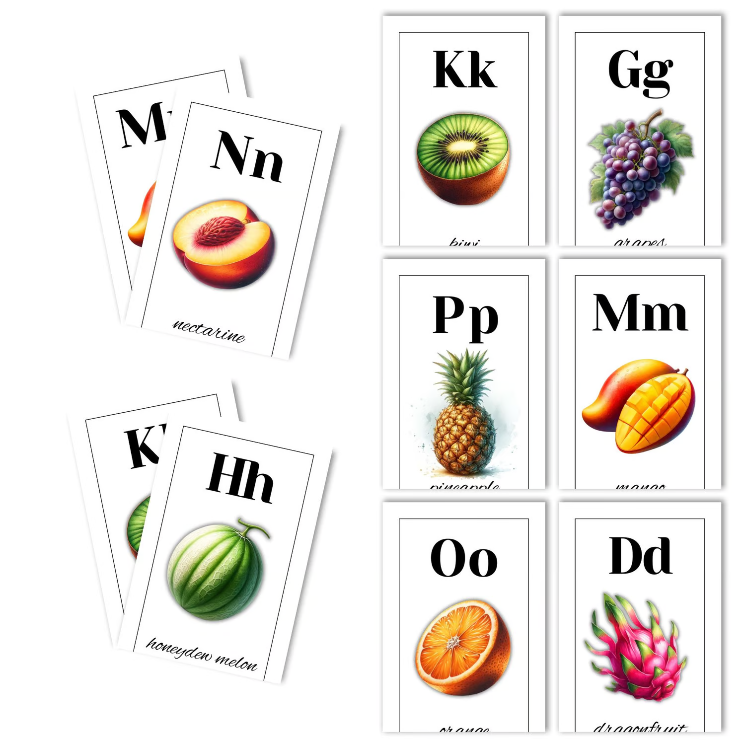PLR Printable Fruit & Veggie ABCs Flashcards - Image 2