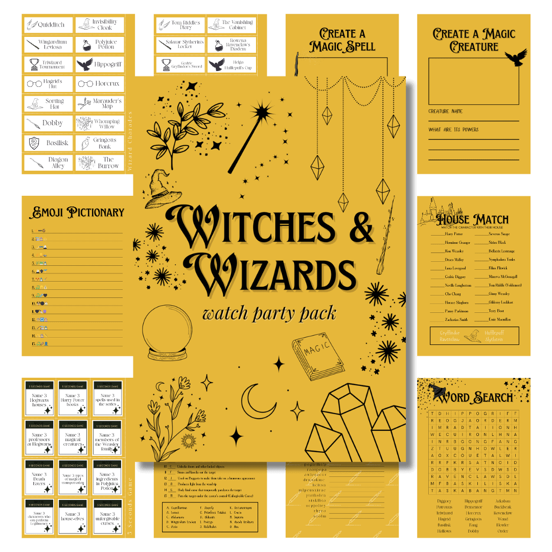 Watch Party Pack: Witches & Wizards (Harry Potter-themed) in Hufflepuff