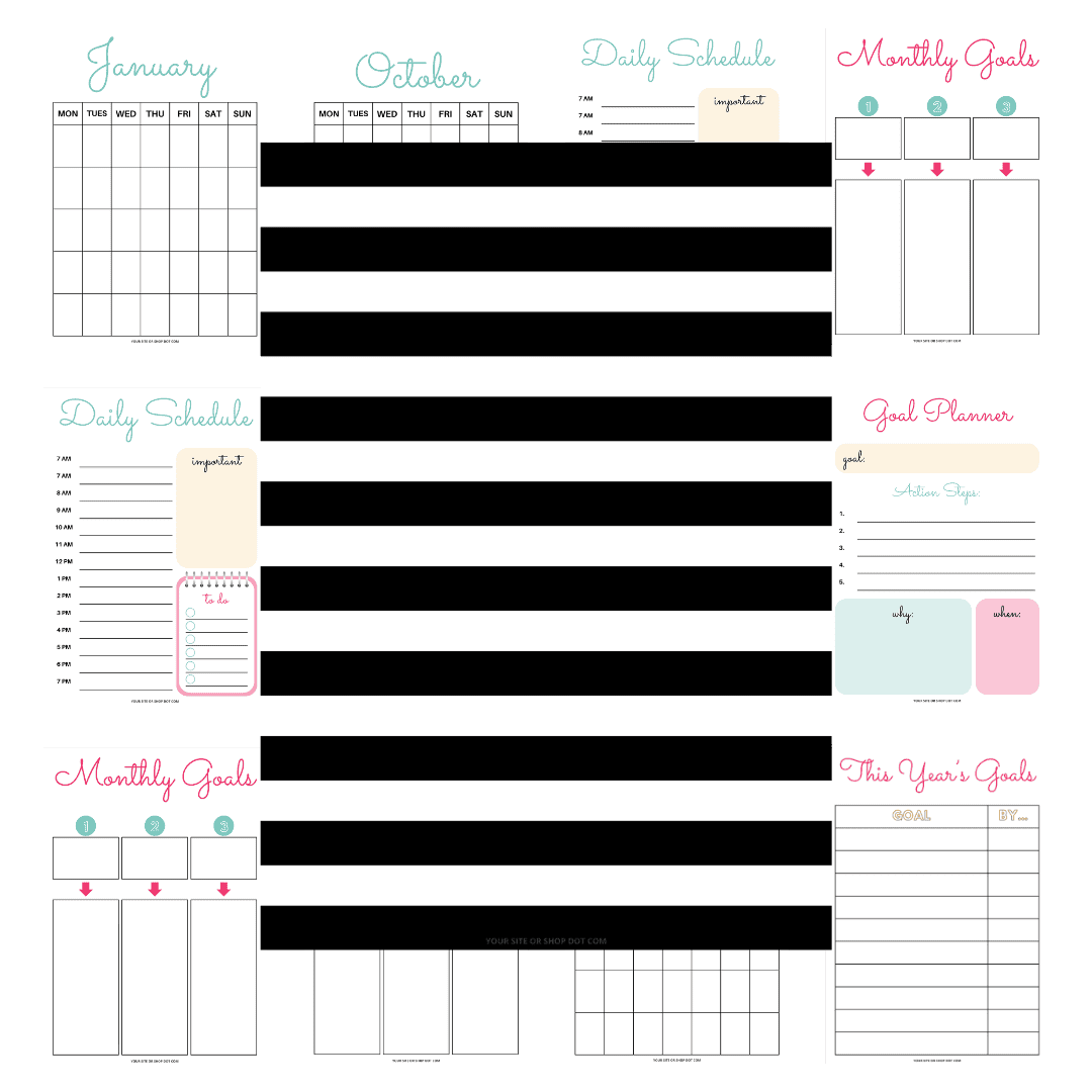 Cover image for black and white striped planner product.
