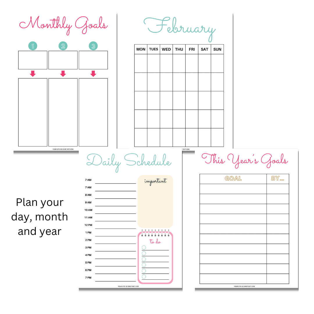 Striped Printable Planner (with Canva Template) - Image 2