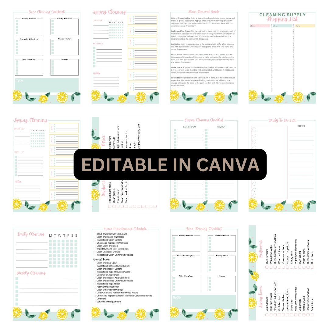 Printable Cleaning Planner (with Canva Template) - Image 3
