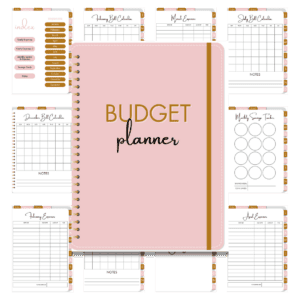 Cover image for digital budget planner in pink and gold
