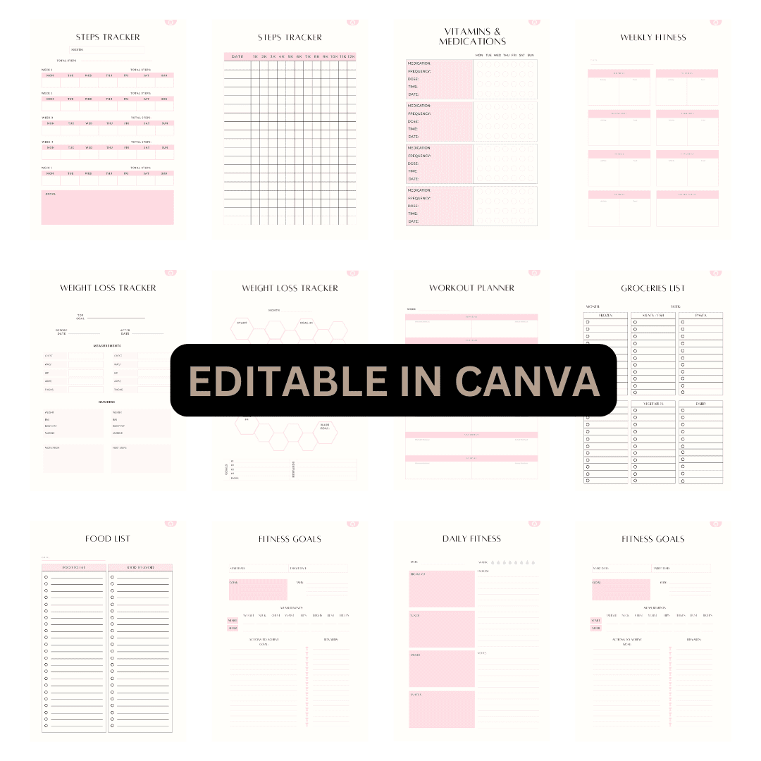 Digital Fitness Planner (with Canva Template) - Image 3