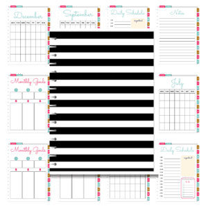 Cover image for the digital planner in black and white stripes