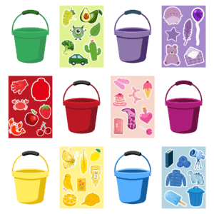 Cover image for the print-and-play color matching buckets pack