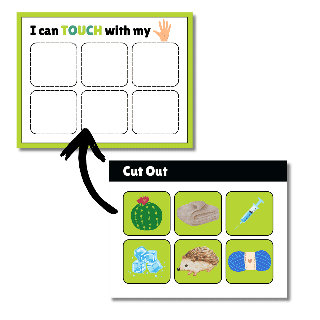 Green 5 senses matching busy book activity