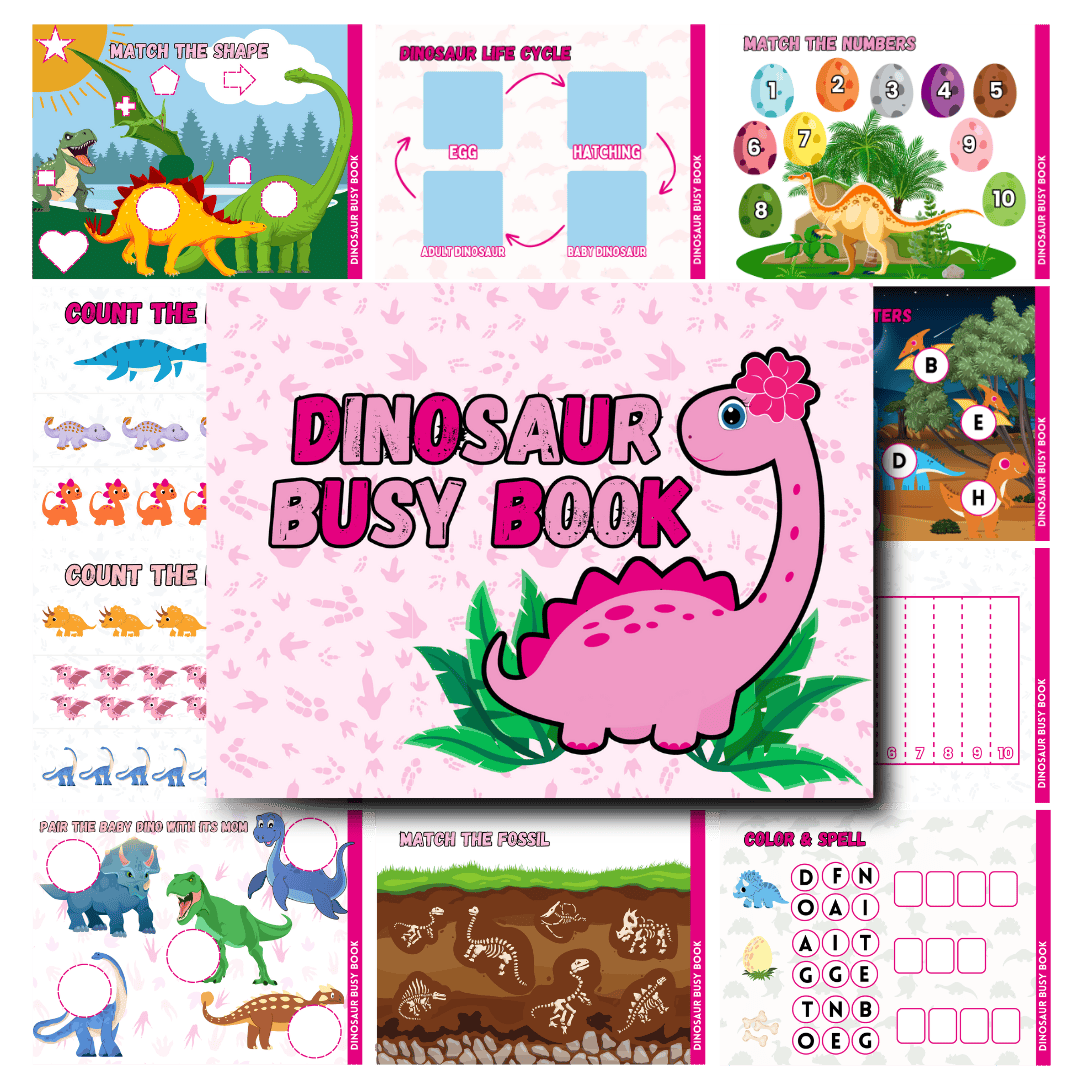 Pink cover image for dinosaur busy book