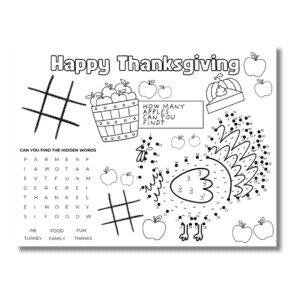 Thanksgiving Activity Placemat Pages