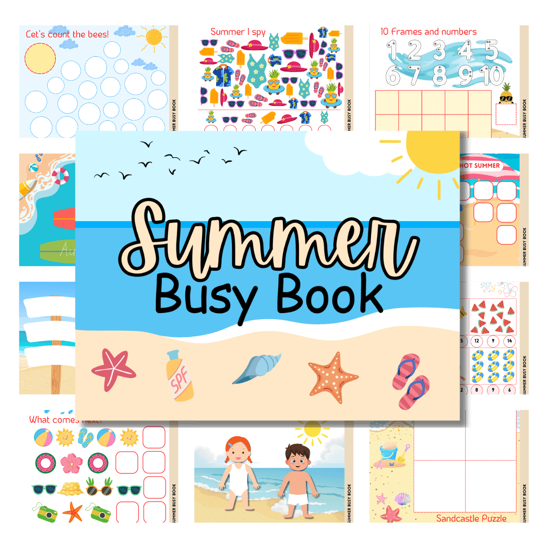 Summer busy book in sand