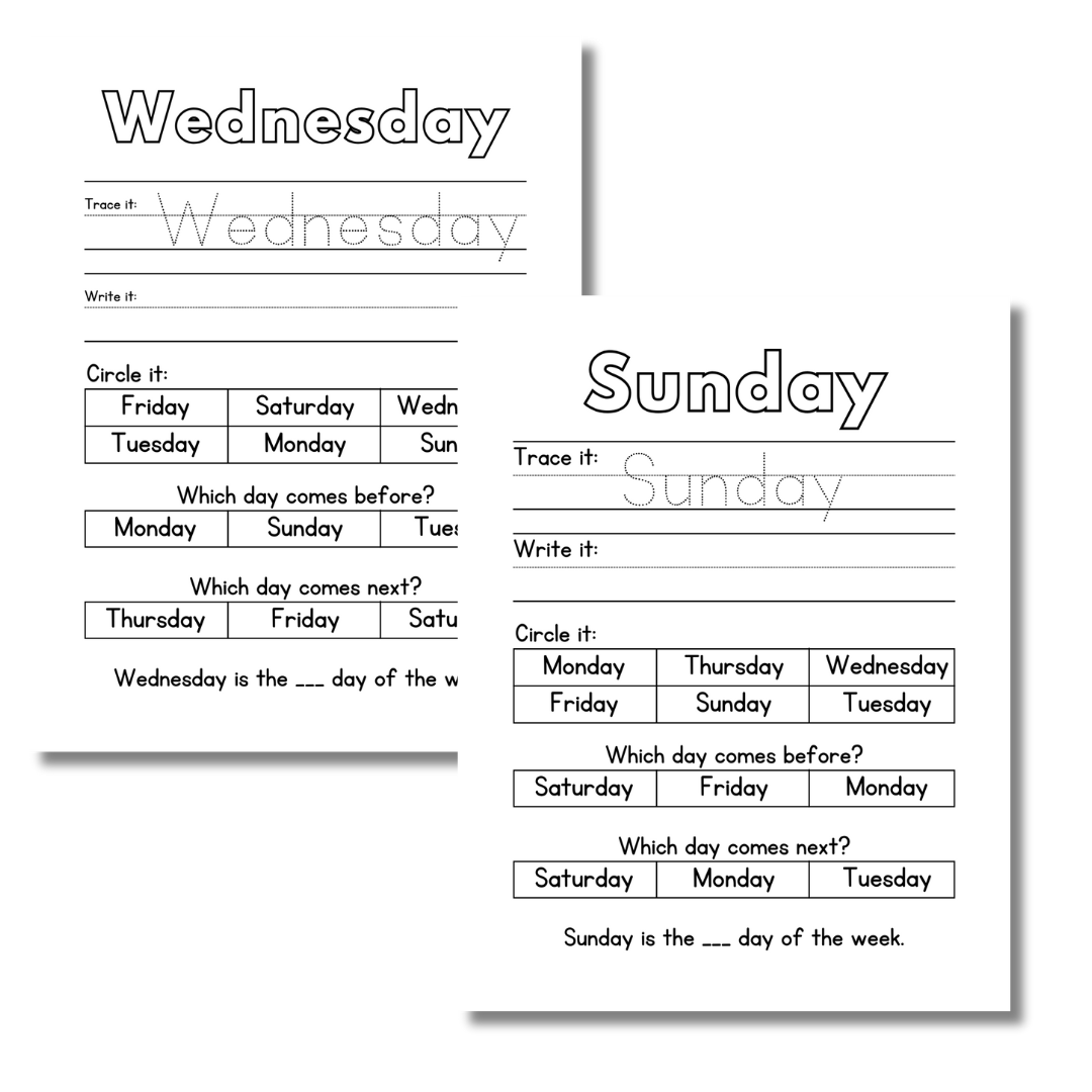 Days of the Week Worksheets - Image 2