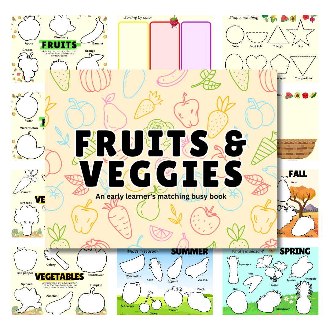Cover image for fruit and veggie busy book