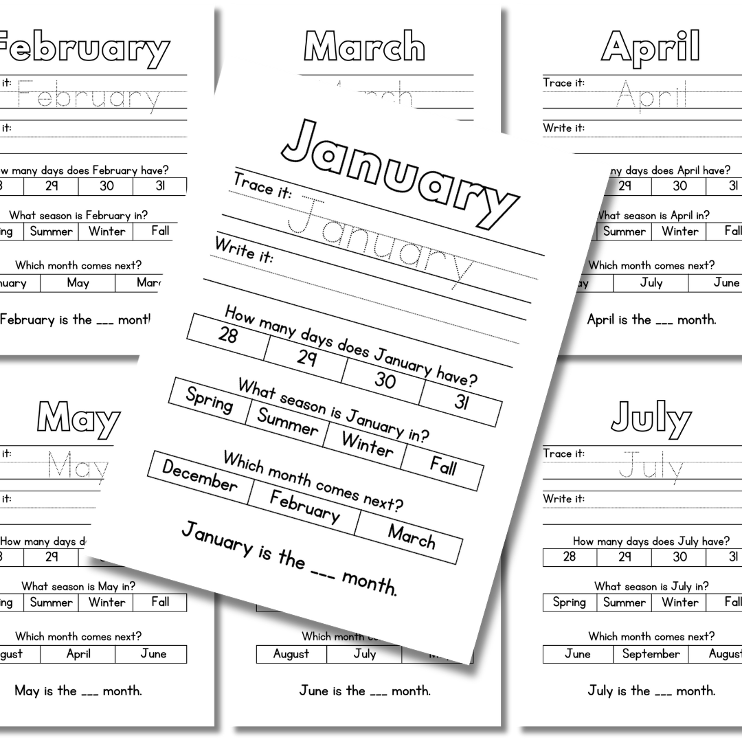 Cover of months worksheets