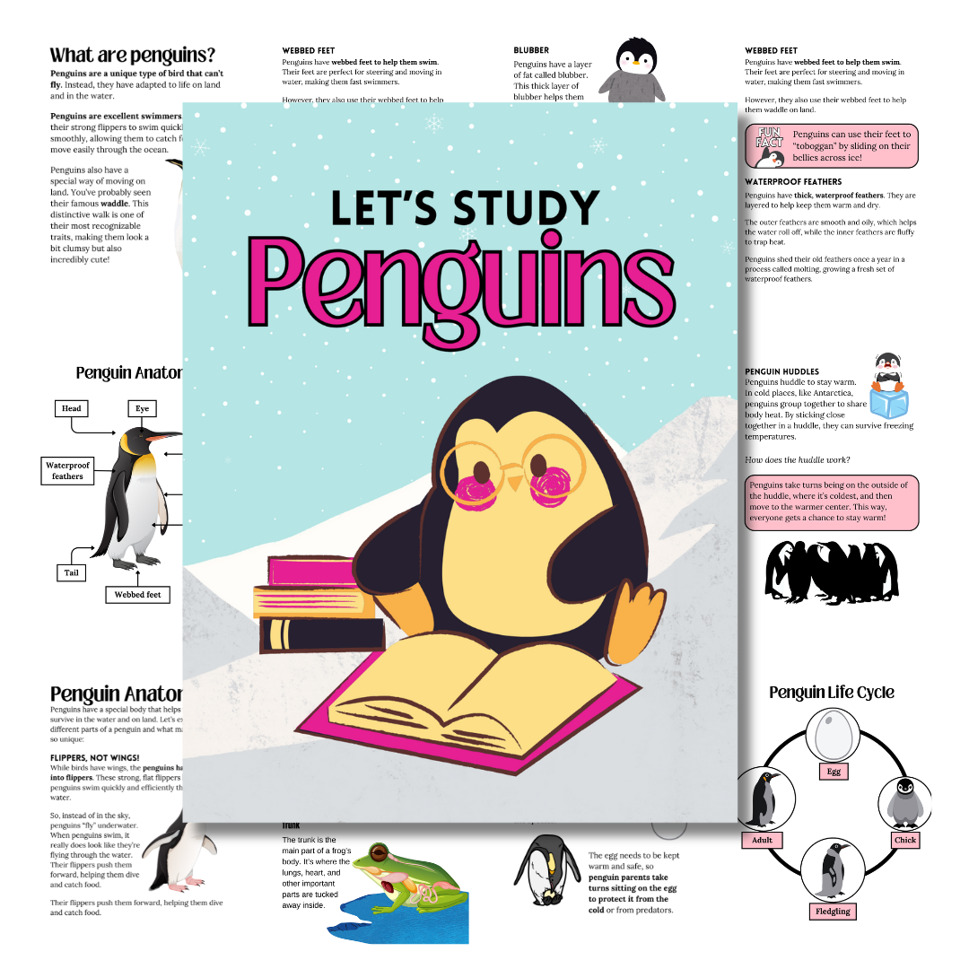 penguin unit study in pink