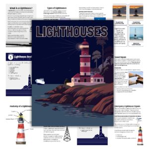 Lighthouses unit study cover in blue