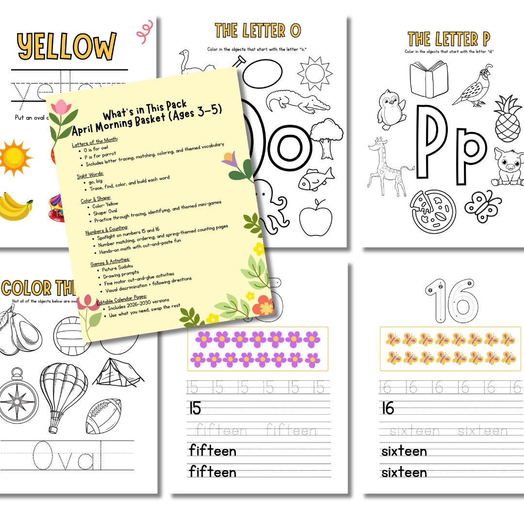 April Preschool Morning Menu - Image 2