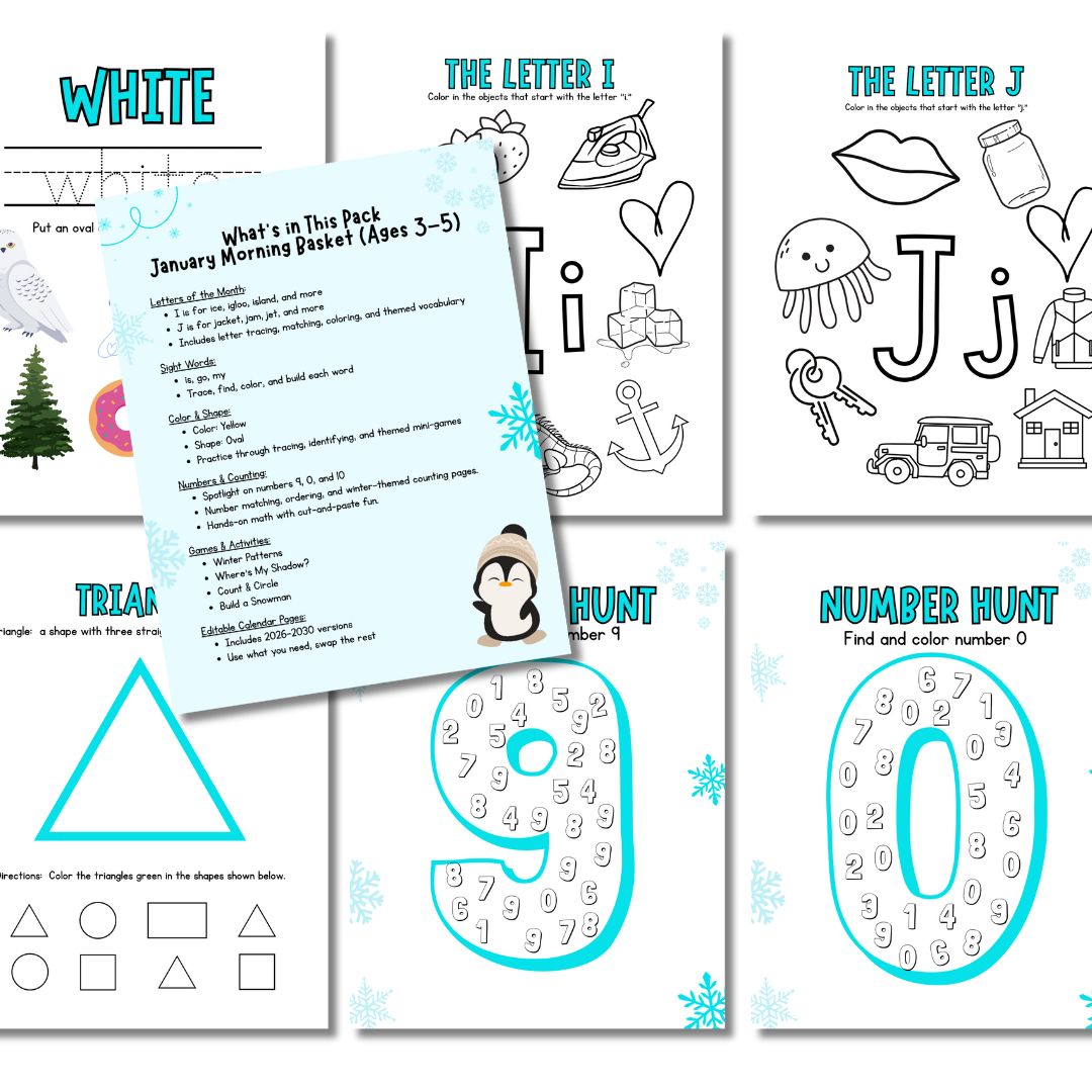 January Preschool Morning Menu - Image 2