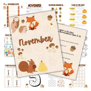 Cover image for the November Morning Bundle for 3 to 5 year olds. Features the cover and a few pages lying behind it.