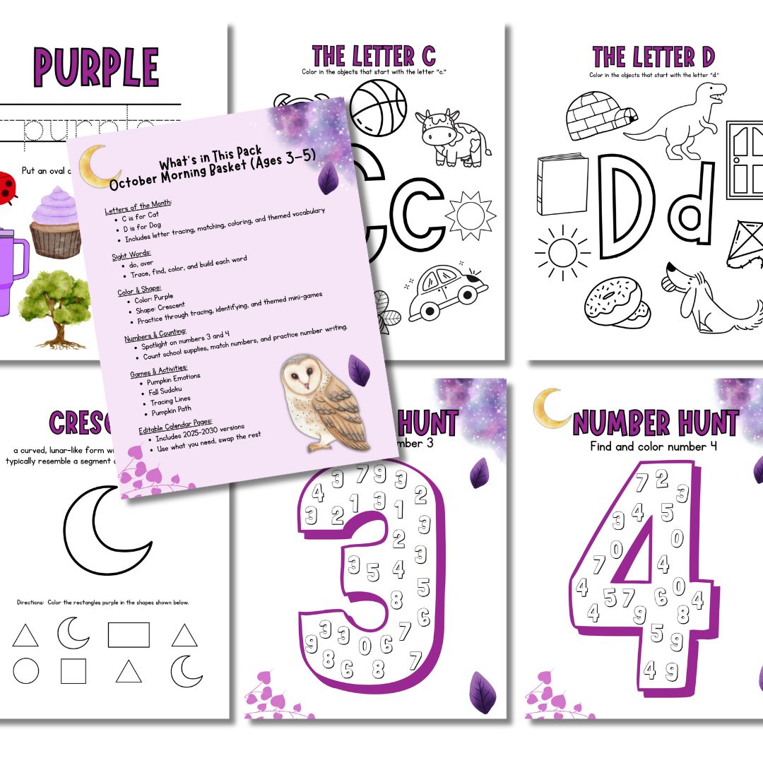 October Preschool Morning Menu - Image 2
