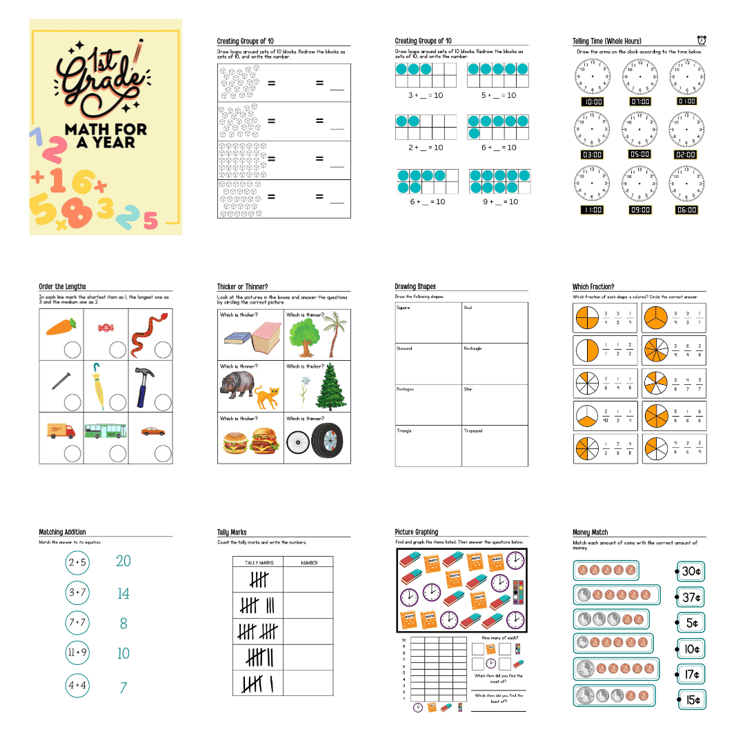 First Grade Math Worksheet Pack - Image 3