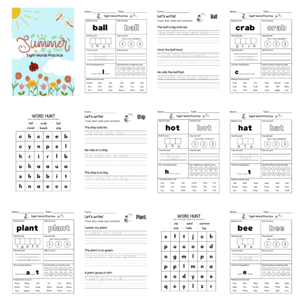 Summer Sight Words Pack - Digital Bakerie Shop