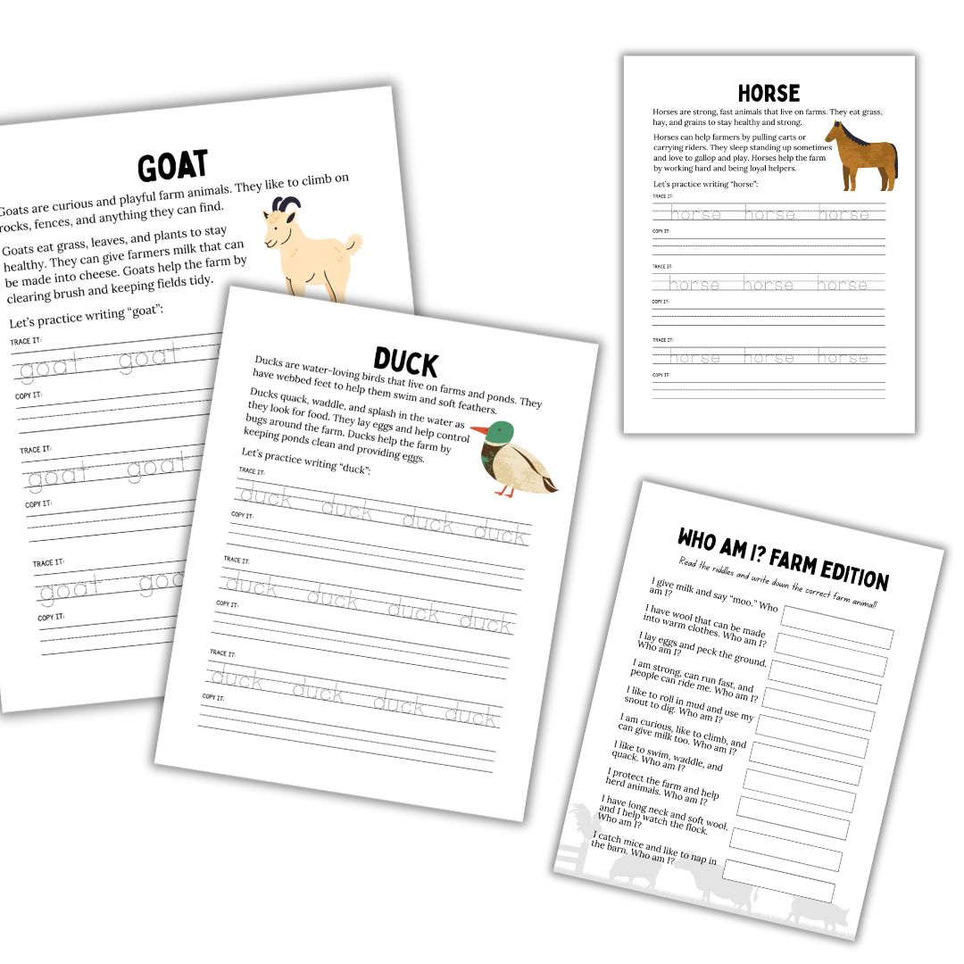 Farm Animals Tracing Workbook - Image 3