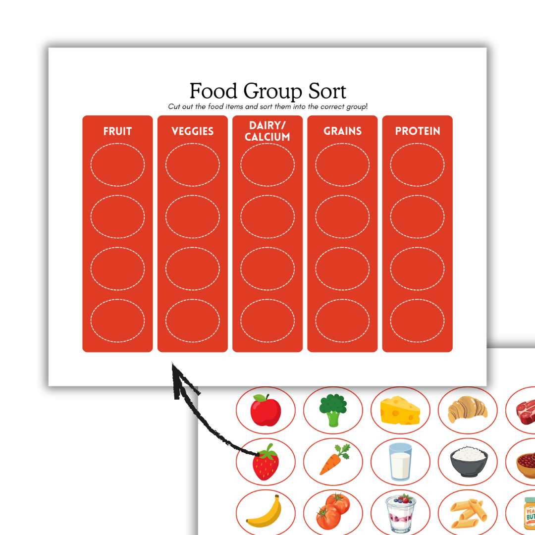 Food group sorting game image